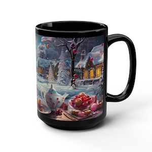 Festive Christmas Mug: Hot Cocoa Season, Cozy Winter Drinkware (15oz Black)