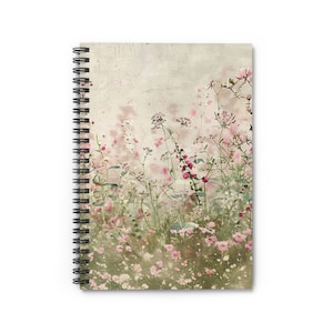 Floral Spring Notebook Wildflower Landscape Journal Abstract Flower Print Diary Flower Meadow Sketchbook Vintage Art Notebook Spring Planner