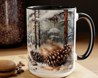Winter Wonderland Mug Scenic Snowscape Mug Snow Covered Landscape Coffee Mug Nature Inspired Drinkware Frosty Forest Scene Cup Scenic Winter