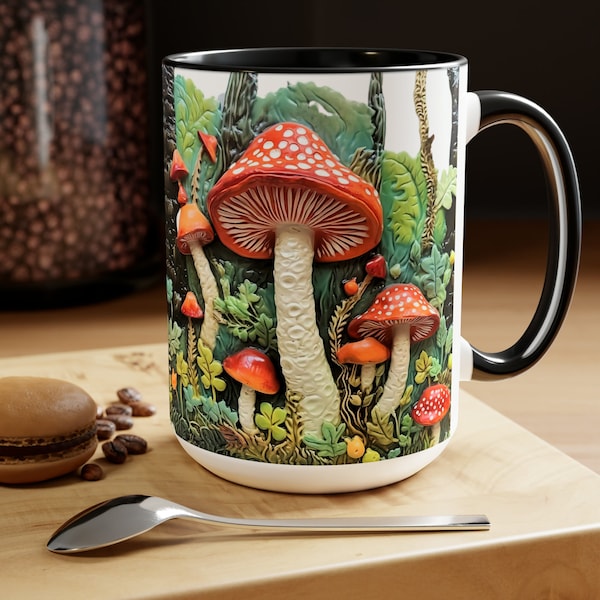 Mushroom Forest Mug 15oz Ceramic Mushroom Mug Cottagecore Mushroom Decor Forest Ferns And Mushrooms Design Perfect For Mushroom Lovers