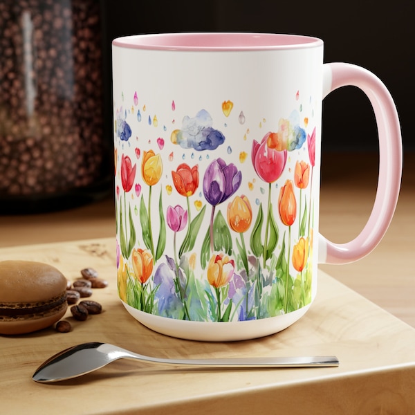 Frühlings-Blumen-Becher Frühlings-Vibes-Kaffeetasse Sommer-Vibes-Kaffeetasse Frühlings-Geschenke für sie Netter Frühlingsbecher Tulpen Blumen-Teebecher Frühlings-Saison