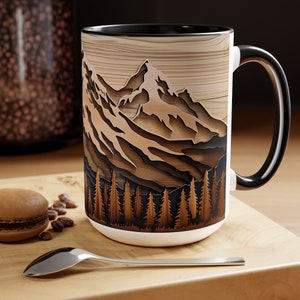 Mountain Mug Gifts For Him Ceramic Rustic Mug Gifts For Husband Mountain Birthday Present Mountain Pattern Coffee Mug Mountain Lover Cup