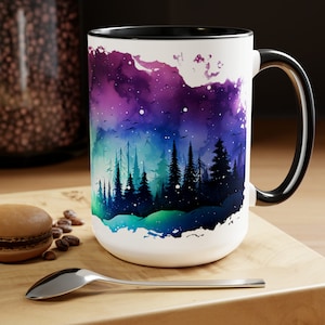 Aurora Borealis Coffee Mug: Winter Northern Lights Celestial Drinkware