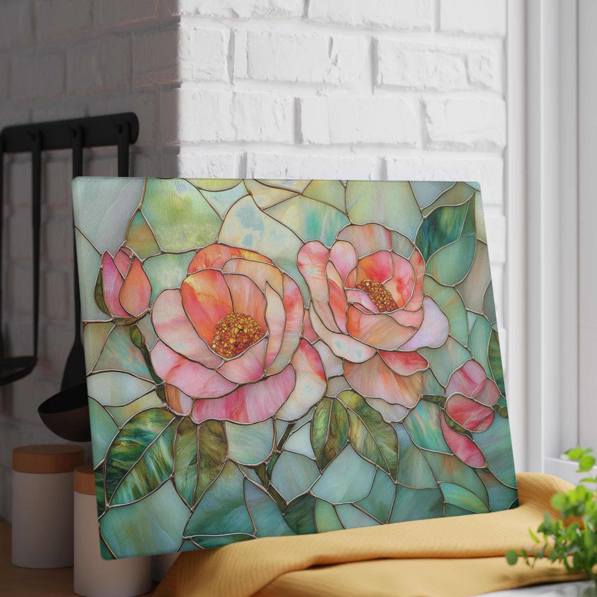 Coloray Tagliere In Vetro Temperato 30x52cm | Fiori Floreali Pastello, Copri Piano Cottura