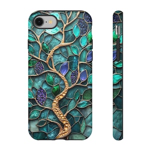 Stained Glass Tree of Life Phone Case: Celtic Spiritual Design