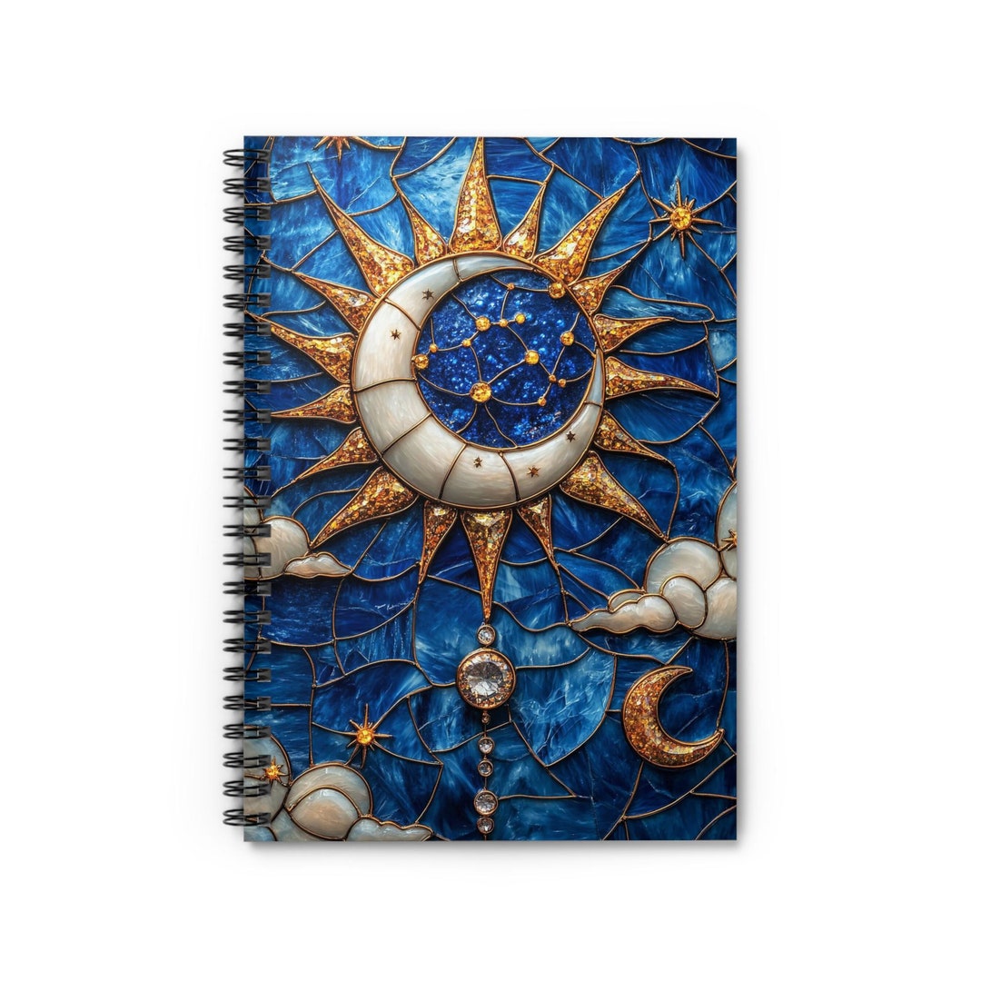 Stained Glass Sun and Moon Art Notebook Celestial Gift for Her Mystical ...