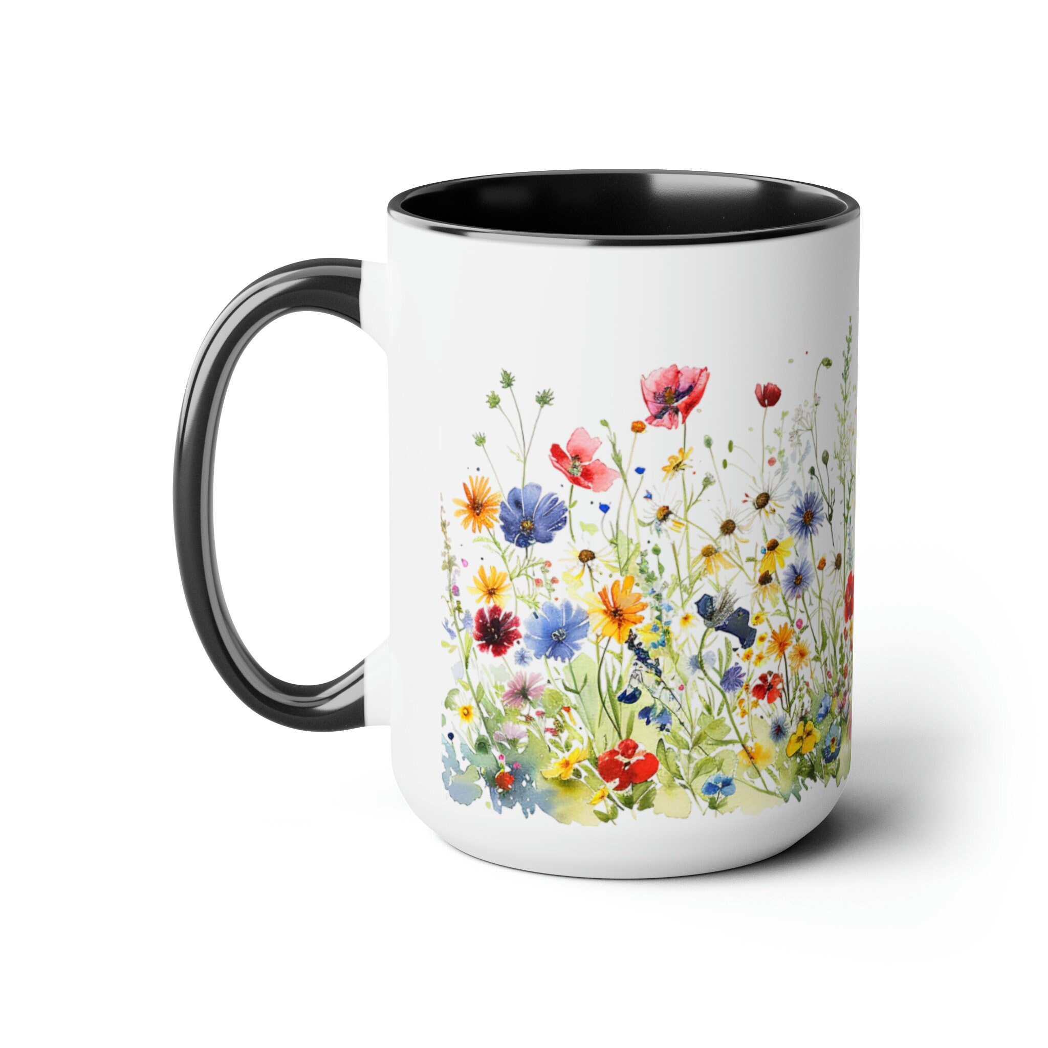 Wildflower Garden Mug Colorful Floral Coffee Cup, Botanical Summer ...
