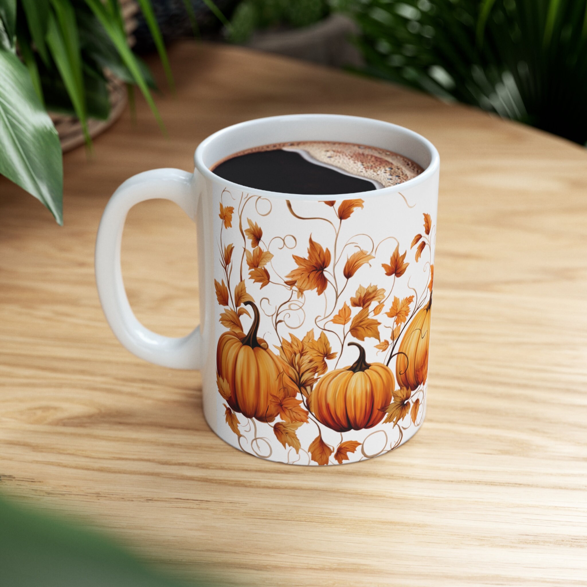 Whaline Einweg-Kaffeebecher Mit Deckel & Ärmel – Rustikales Herbstdesign (Kürbis/Ahorn), 50 Sets à 16 Oz (473 Ml) | Für Erntedank & Partys