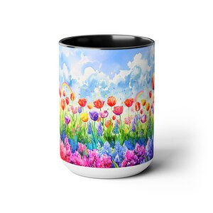 Spring Flowers Mug Tulip Lilac Cup Flower Field Coffee Mug Spring Field ...