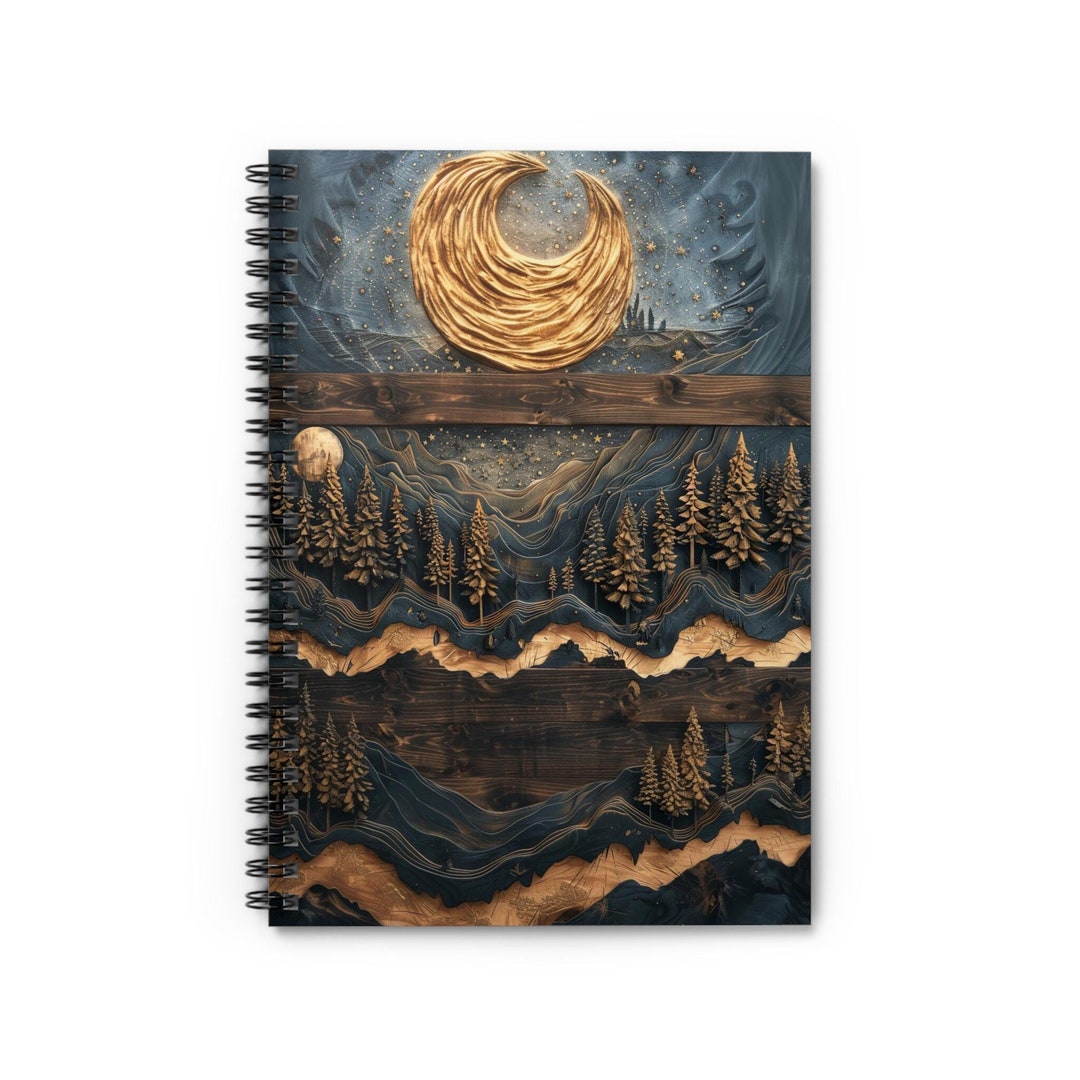 Rustic Notebook Page Mountain and Trees Notebook Rustic Wood Panel Print Journal Nature ...