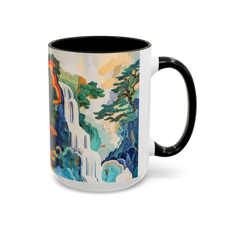 Hokusai Ukiyoe Japanese Landscape Mug Japanese Waterfall Art Coffee