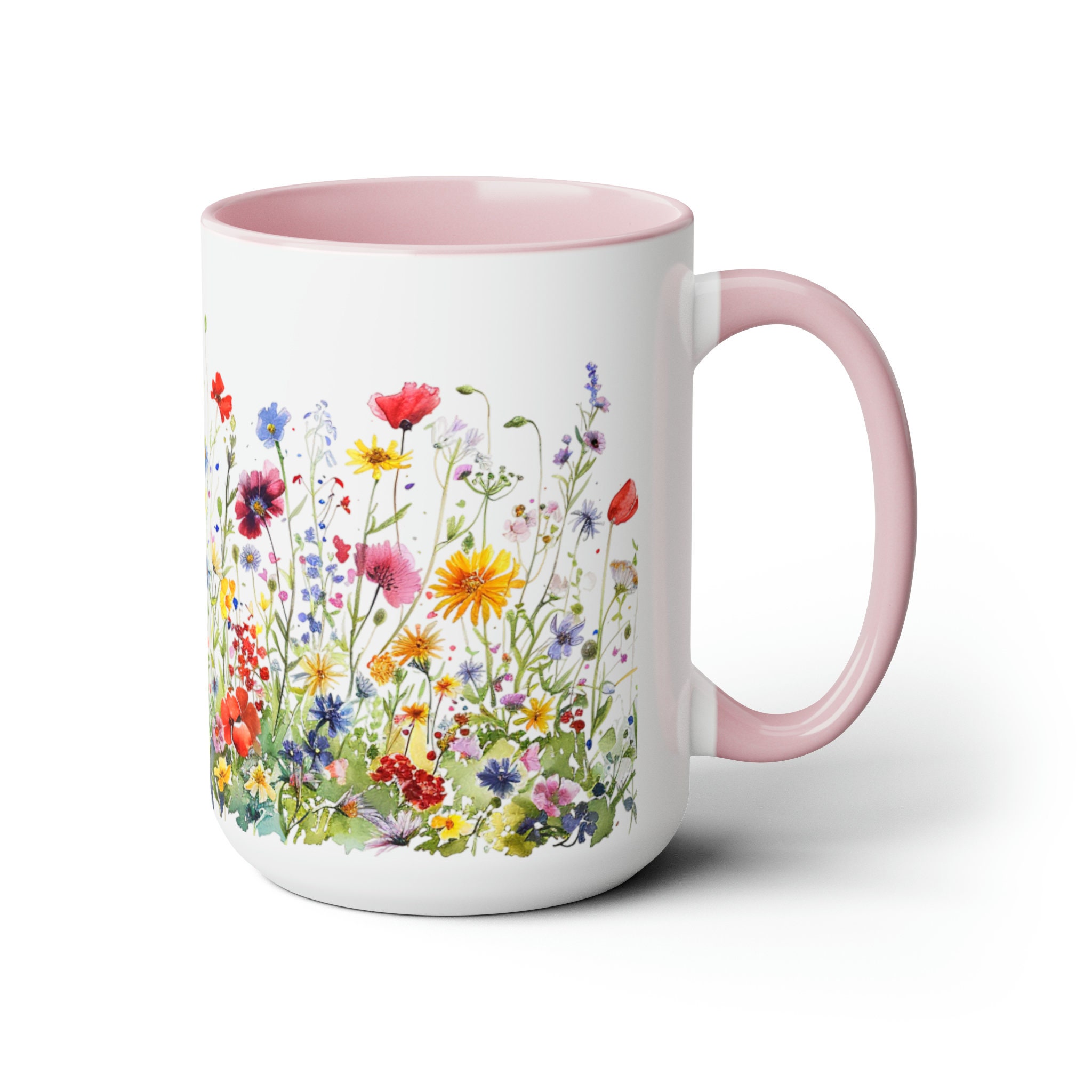 Wildflower Garden Mug Colorful Floral Coffee Cup, Botanical Summer ...
