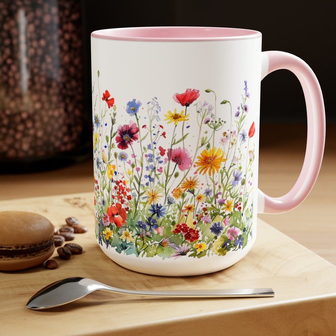 Wildflower Garden Mug Colorful Floral Cup Bright Flower Coffee Mug ...