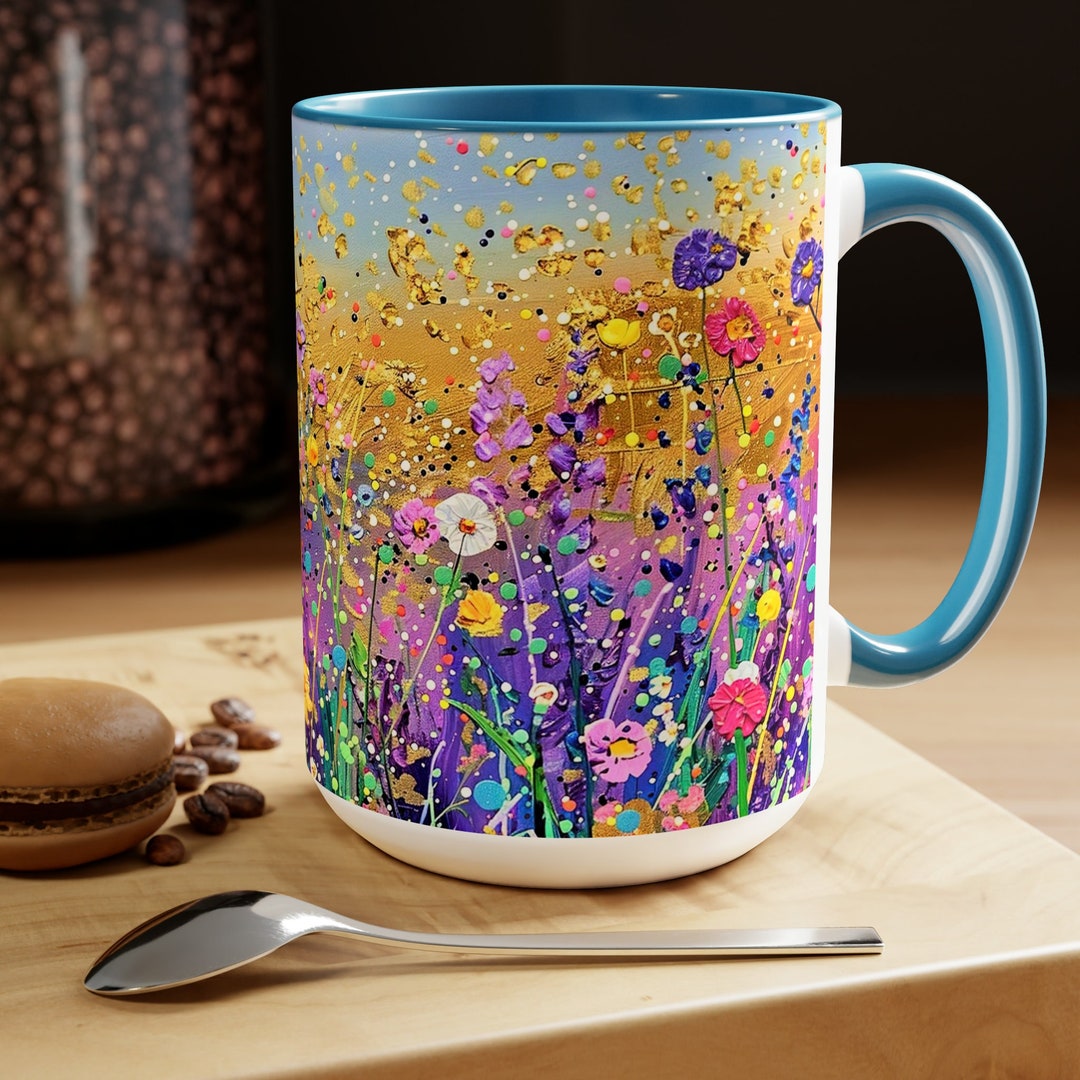 Colorful Wildflowers Meadow Mug Abstract Floral Coffee Cup Flower Field ...