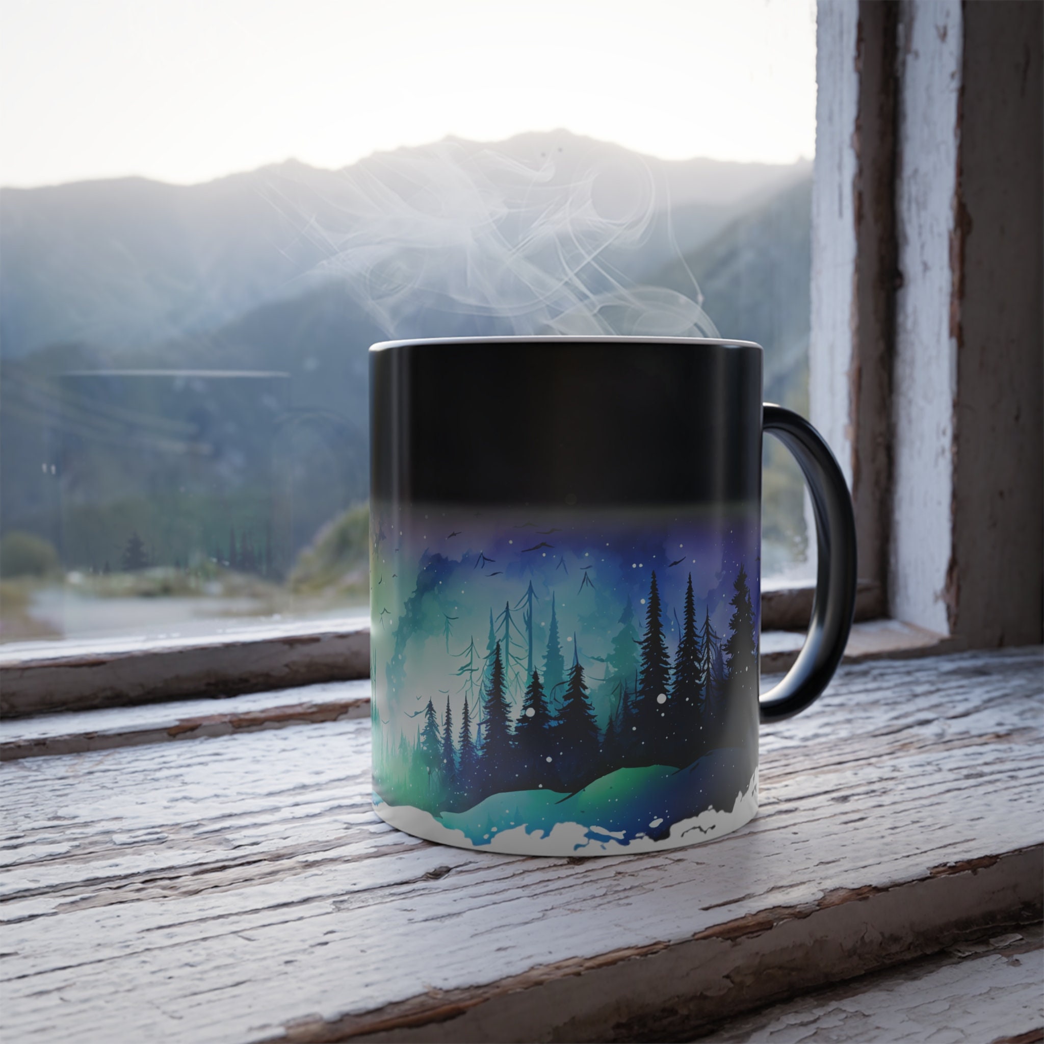 Custom Arctic Landscape Coffee Mug - Personalized Name With Polar Bear & Northern Lights, 11oz Or 15oz Ceramic, Gift For Her - View #4