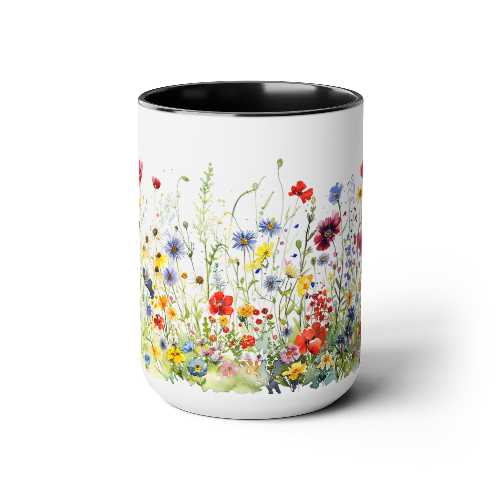 Wildflower Garden Mug Colorful Floral Coffee Cup, Botanical Summer ...