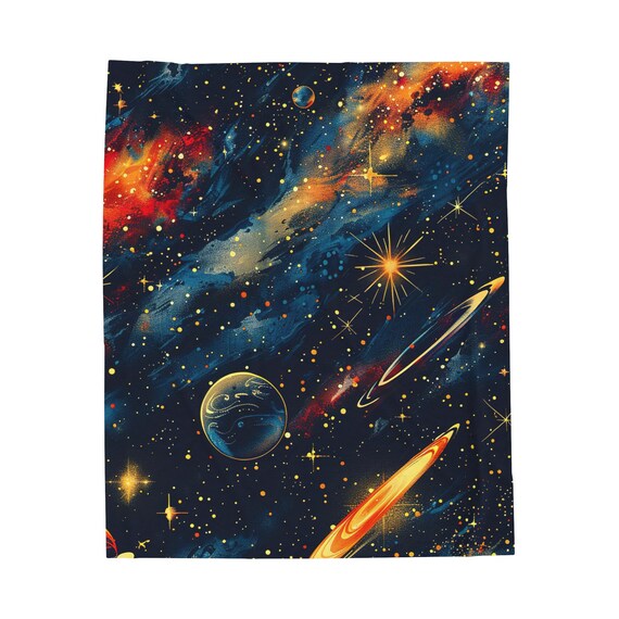 Outer Space Blanket Galaxy Starry Night Sky Velveteen Plush Throw