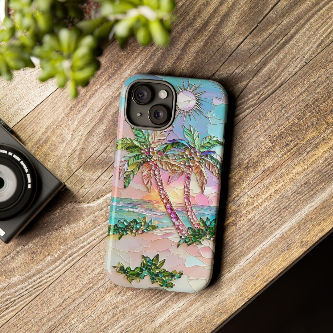 Stained Glass Palm Tree Phone Case Summer Beach Sunset iPhone Samsung ...