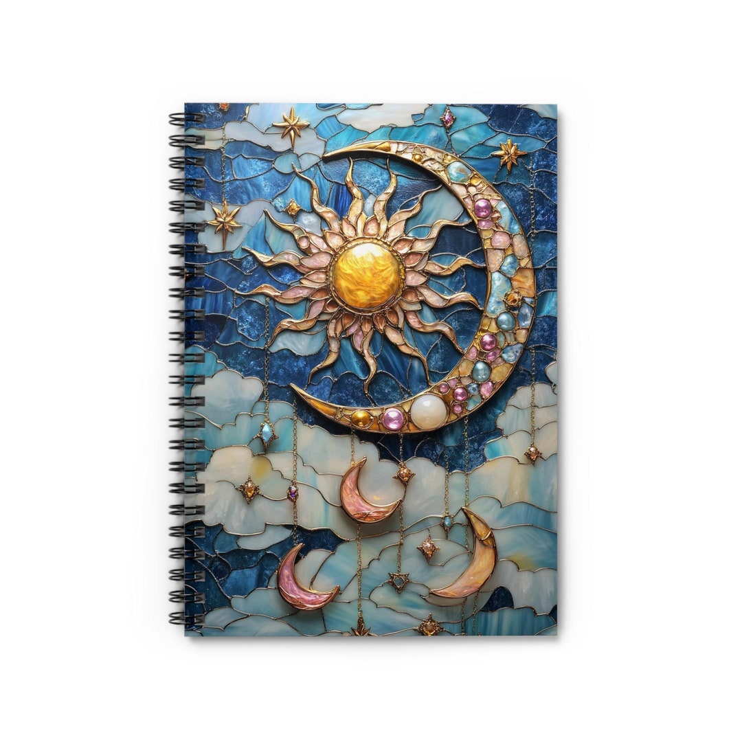 Pink Moon and Stars Celestial Notebook Starry Night Sky Space Journal ...