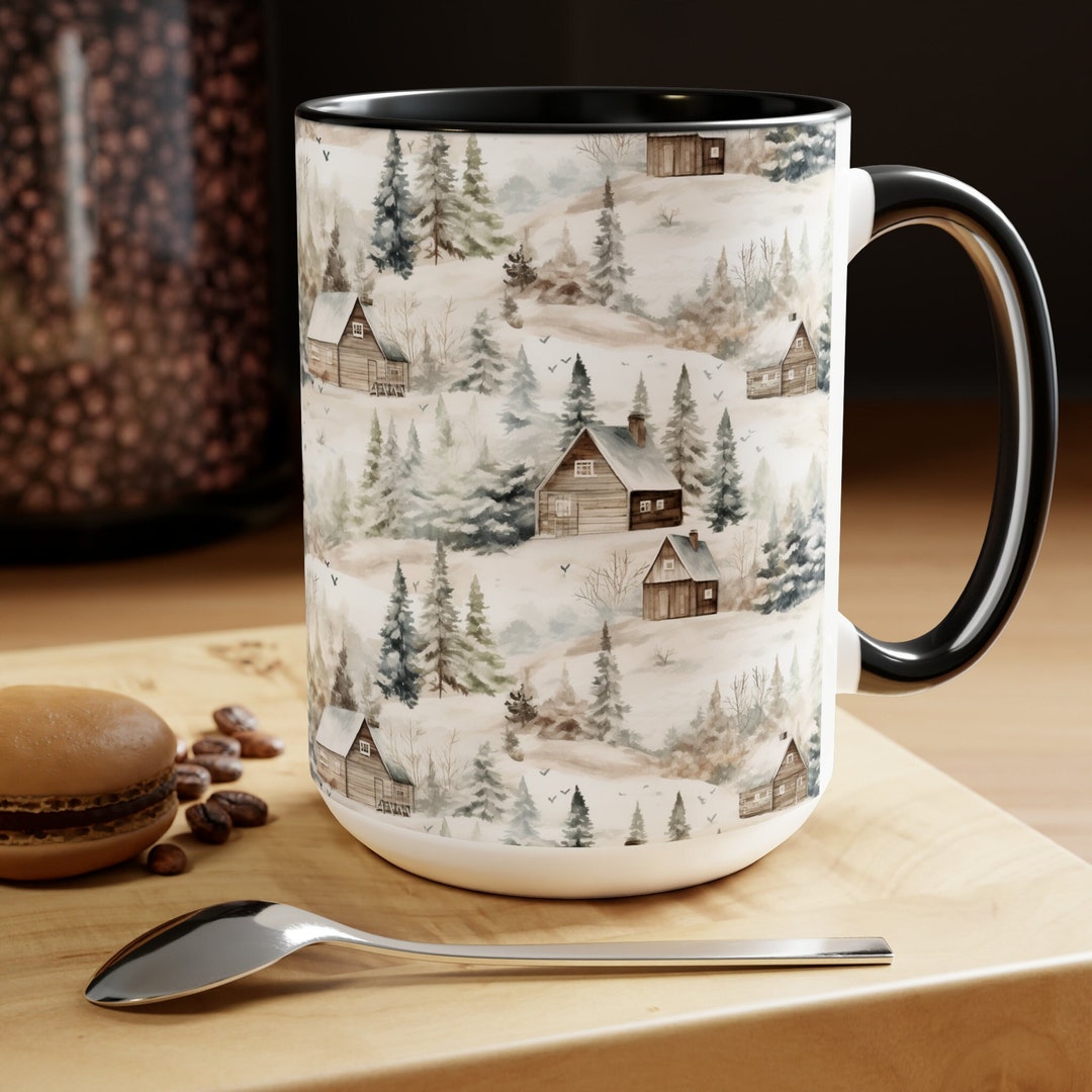Cabin Mug Woodland Coffee Mug Mountains Coffee Cup Forest Tea Mug 15oz