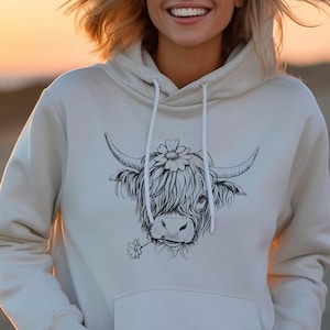 Cow Hoodie, Cowgirl Sweater, Western Lover Sweatshirt, Cute Cowgirl Top, Heifer Shirt,Highland Cow Hoodie,Farm Life Tee,Highland Cow Gifts