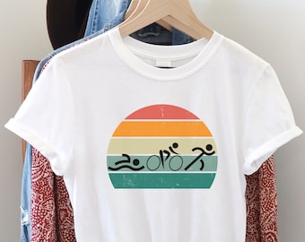 Camiseta de triatlón, camiseta de triatleta, camiseta de triatleta SunsetTee, camiseta de natación, ciclismo y carrera, camiseta de nadador, camiseta de ciclista, camiseta de corredor, regalo para triatleta