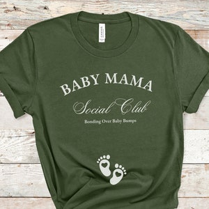 Koszulka z informacją o ciąży, koszulka Baby Mama Social Club, koszulka New Mum Baby Reveal, prezent dla nowej mamy, New Mum Club
