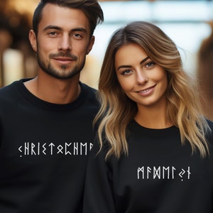 Personalised Viking Runes Sweatshirt, Custom Name in Futhark Runes Sweater, Custom Norse Jumper, Unisex Viking Clothes, Norse Mythology Gift