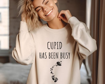 Pregnancy Announcement Sweatshirt, Pregnancy Valentines Reveal Sweater, Baby Reveal Pullover, Cupid Reveal Jumper, Baby Announcement