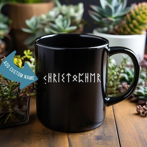 Personalised Viking Runes Mug, Custom Name in Futhark Runes Cup, Viking Mug Gift, Norse Mythology Gifts, Personalized Viking Gift Mug
