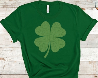 St Patricks Day Shirt, St Pattys Day T-Shirt, Irish Shirt, Distressed Shamrock Shirt, Stylish St Patrick's Day Tee, Four Leaf Clover