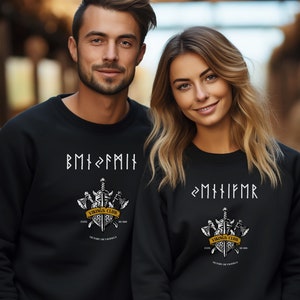 Personalised Viking Runes Sweatshirt, Custom Name in Futhark Runes Sweater, Custom Norse Jumper, Vikings Club Pullover, Norse Mythology Gift