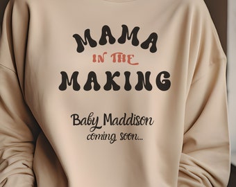 Personalised Pregnancy Announcement Sweatshirt, Custom Baby Announcement Sweatshirt, Mum To Be Baby Reveal Maternity Jumper, Pregnant Shirt