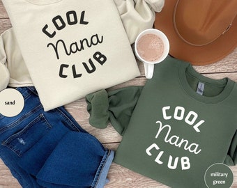 Felpa Cool Nana Club, girocollo Cool Gran, maglione dell'era della nonna, maglione Gigi, regalo di compleanno di Nana, annuncio del bambino, rivelazione della gravidanza