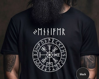 Personalised Viking Runes Shirt, Custom Name in Futhark Runes T-Shirt, Viking Compass TShirt, Unisex Viking Clothes, Norse Mythology Gifts