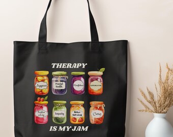 Bolsa de algodón "Terapia es mi pasión", bolsa de regalo para graduados, consejero escolar, concienciación sobre la salud mental