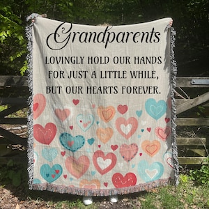 Grandparent Gift Blanket Flower Woven Throw Christmas Gift for Grandma Grandpa Anniversary Grandparents Make The World Softer Kinder