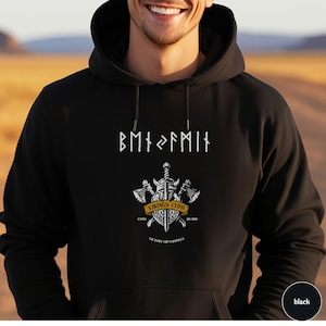 Personalised Viking Runes Hoodie, Custom Name in Futhark Runes Sweater, Custom Norse Sweatshirt, Vikings Club Pullover, Norse Mythology Gift