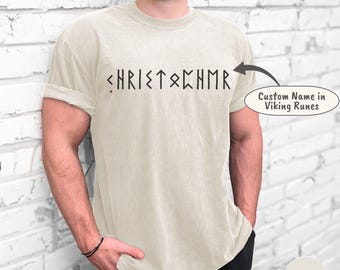 Camiseta personalizada de runas vikingas, con nombre en Futhark, colores cómodos y personalizados, camiseta nórdica personalizada, ropa vikinga unisex.