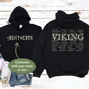Personalized Name in Futhark Runes Sweatshirt: Custom Viking Word Cloud Sweater