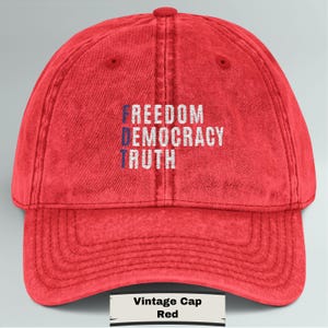 Vintage Embroidered Cap - Freedom, Democracy, Truth, Gift for Activists, Subtle Anti Trump Baseball Cap, Vintage FDT Political Hat