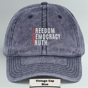 Vintage Embroidered Cap - Freedom, Democracy, Truth, Gift for Activists, Subtle Anti Trump Baseball Cap, Vintage FDT Political Hat