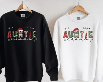 Pull de Noël tante Noël, sweat-shirt de Noël, col rond cool tante, pull tante, cadeau de Noël tante, faire-part de bébé, Noël tante