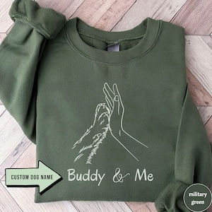 Custom Human Hand and Paw Sweatshirt, Personalised Dog Lover Sweater, Gift For Dog Owner, Pet Lover Gifts, Puppy Dog Lover Jumper, High Five