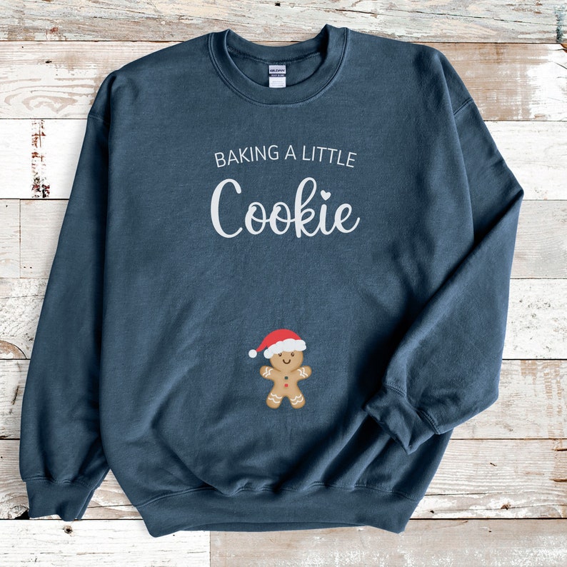 Baking A Little Cookie Sweatshirt, Christmas Pregnancy Sweater, Pregnancy Announcement Sweatshirt, Festive Baby Reveal Jumper, Xmas Reveal image 6
