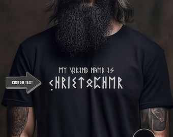 Camiseta personalizada de runas vikingas, nombre personalizado en runas Futhark, camiseta nórdica personalizada, ropa vikinga unisex, regalos de mitología nórdica