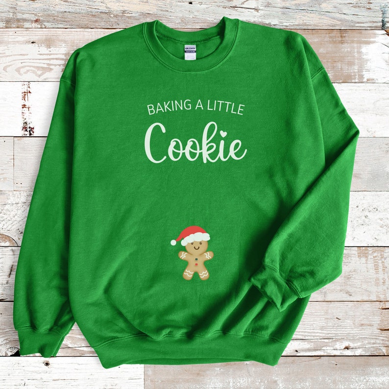 Baking A Little Cookie Sweatshirt, Christmas Pregnancy Sweater, Pregnancy Announcement Sweatshirt, Festive Baby Reveal Jumper, Xmas Reveal image 8