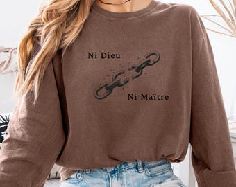 Camiseta Comfort Colors Ni Dieu Ni Maître, Sin Dios, Sin Amos, Antiautoritaria, Anarquista, Política, Izquierdista