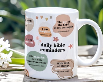 Personalised Christian Affirmation Mug, Daily Bible Reminders Mug, Bible Mug, Bible Verse Mug, Christian Cup, Religious Mug, Scripture Cup