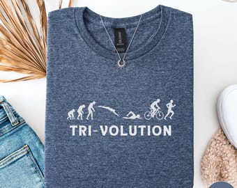 Triathlon Shirt, Triathlete Shirt, Trivolution Gift Tee, Swim Bike Run Tshirt, Swimmer Shirt, Rider Shirt, Runner Shirt, Gift for Triathlete